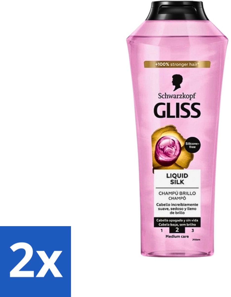 2 x Gliss-Kur - Shampoo - Liquid Silk - Zijdezachte Haarverzorging - 400 ml - Zijdezachte Haarschampoo - Haarverzorging - Haarvoeding - Glanzend Haar - Haarstructuur