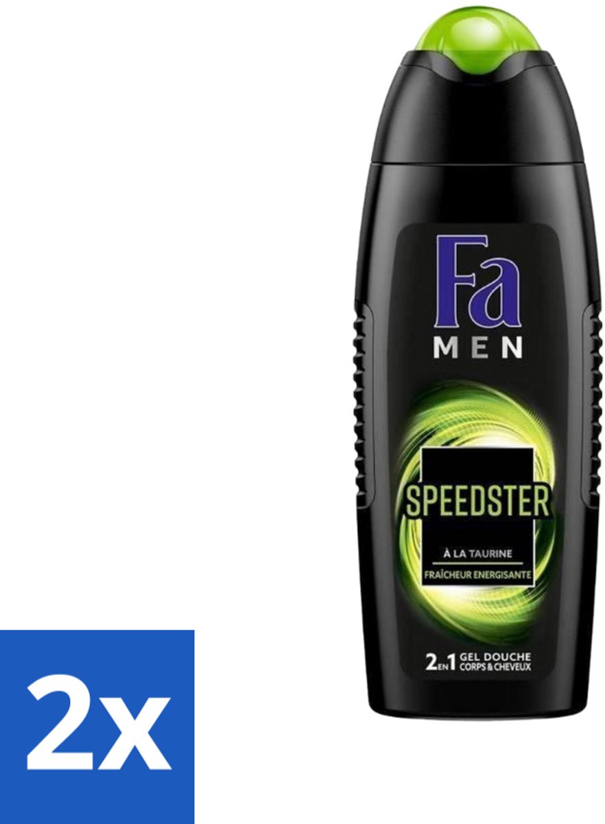 2 x Fa Men - Douchegel - Speedster - Verfrissend & Energiek - Langdurig - 250 ml - Douchegel Mannen - Energie - Verfrissend - Taurine - Langdurig Effect