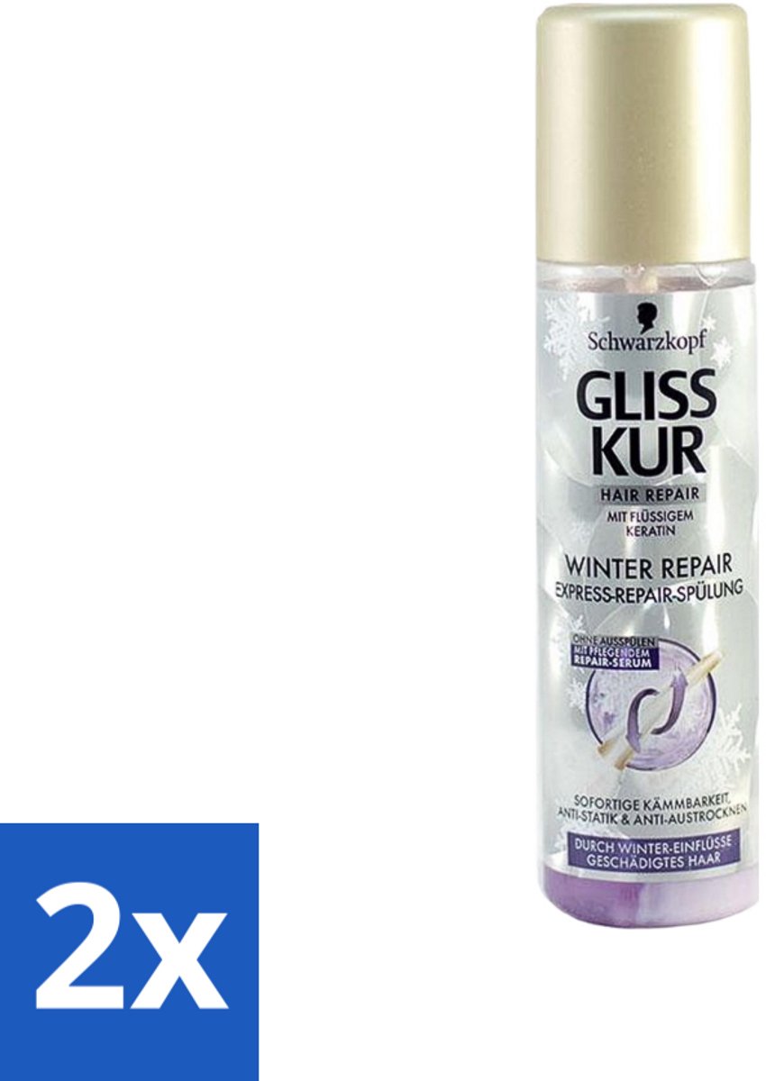 2 x Gliss-Kur - Anti-Klit Spray - Winter Repair - Makkelijke Kambaarheid - 200 ml - Haarkleur - Haarkleur - Haarkleur - Haarkleur - Haarkleur