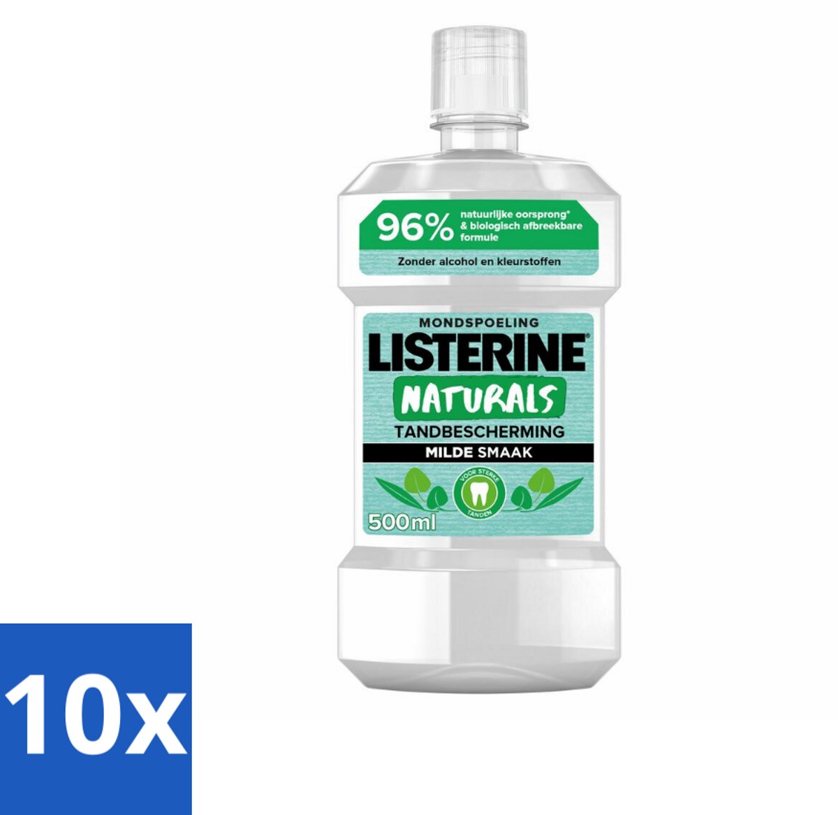 10 x Listerine Naturals Mondwater Tandbescherming 500 ml - Mondspoeling - Mondwater - Tandbescherming - Natuurlijk Mondwater - Tandgezondheid