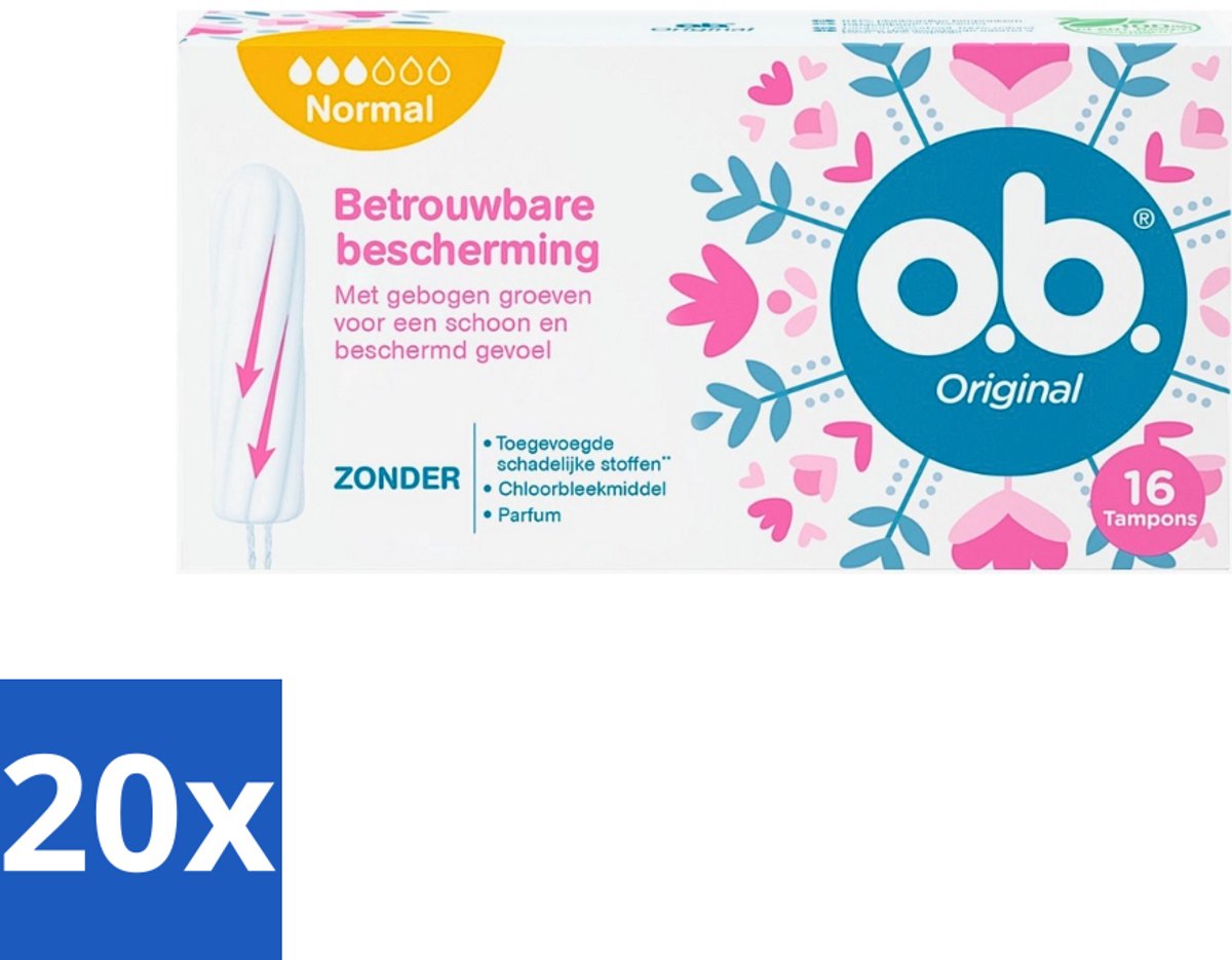 o.b. Tampons - Original Normal - Voor Comfort en Betrouwbare Bescherming - 16 Tampons - Bulkverpakking - 20 stuks