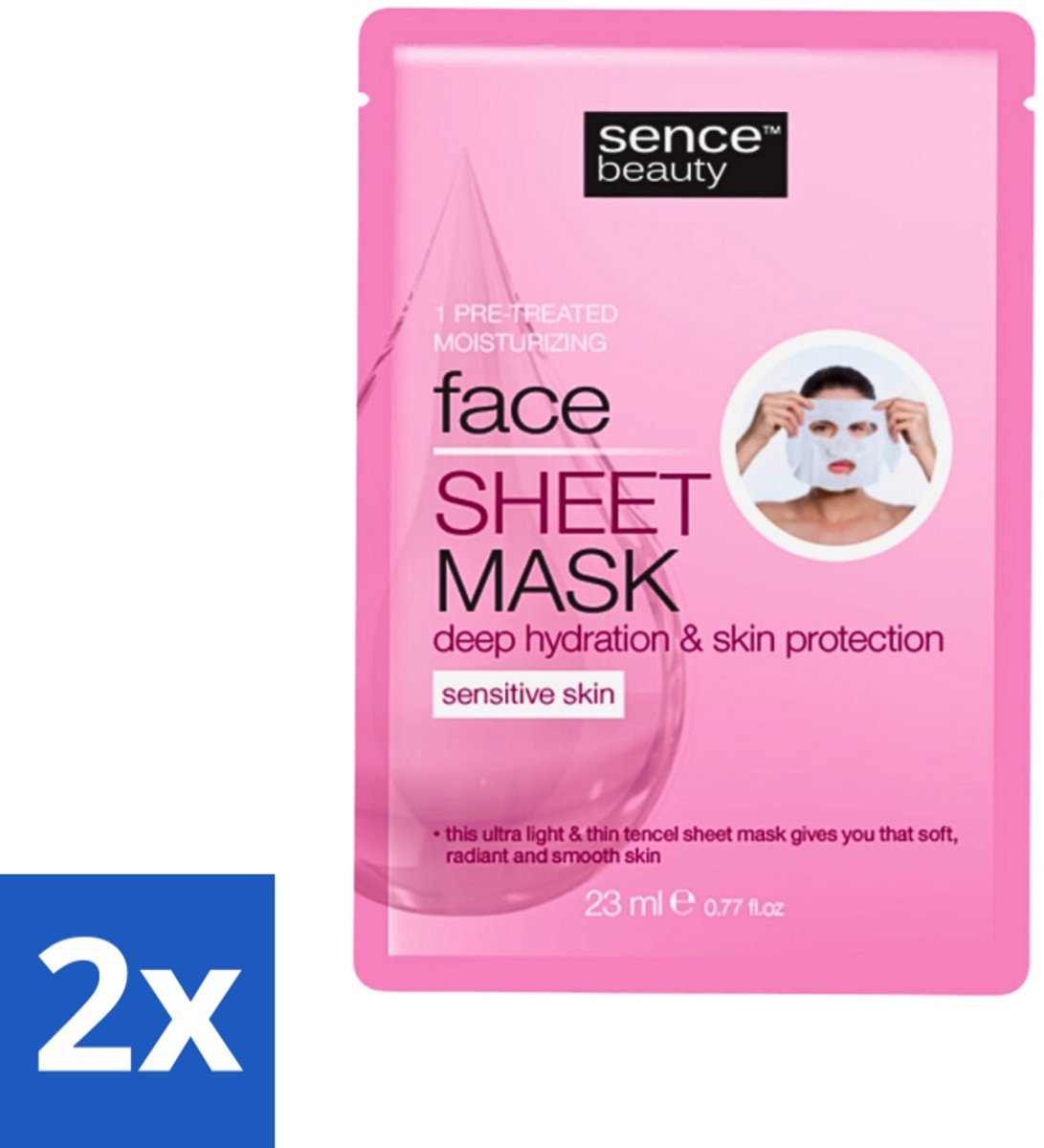2 x Sence - Tencel - Gezichtsmasker - Hydraterend - 1 Gezichtsmasker - Gezichtsmasker - Hydraterend Masker - Tencel Masker - Hyaluronzuur Masker - Stralende Huid