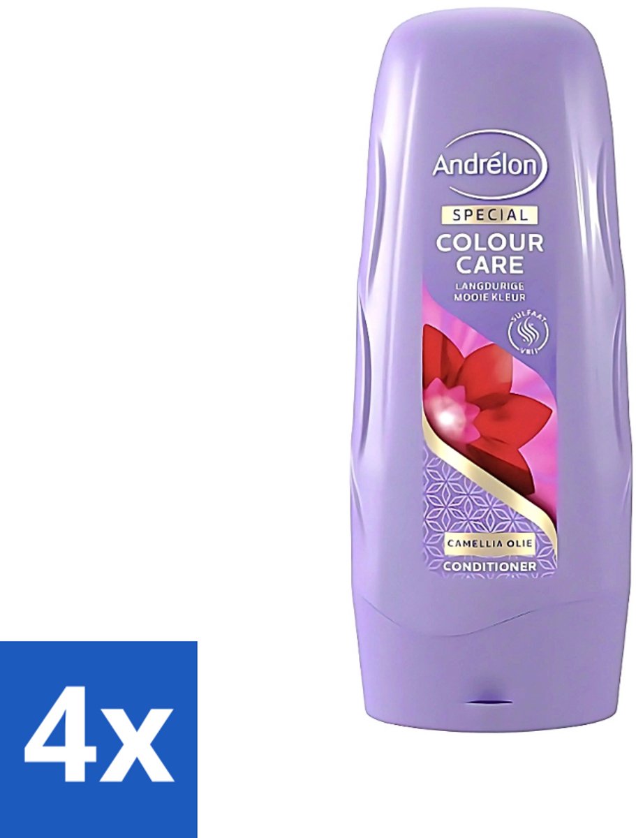 4 x Andrélon - Colour Care - Camellia Olie - Conditioner - Kleurbehoud - 300 ml - Kleurbehoud Haar - Gekleurd Haar Verzorging - Camellia-olie Conditioner - Sulfaatvrije Conditioner - Haarkleur Beschermd