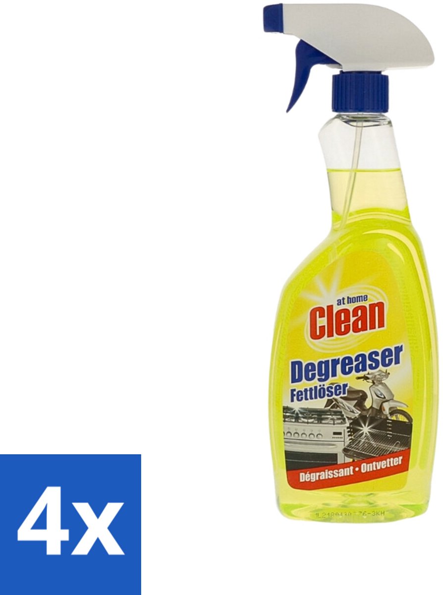 4 x At Home - Clean - Ontvetter - Snel Resultaat - 750 ml - Ontvetter - Keuken Reiniger - Vetverwijdering - Snel Reinigen - Keuken Schoonmaken