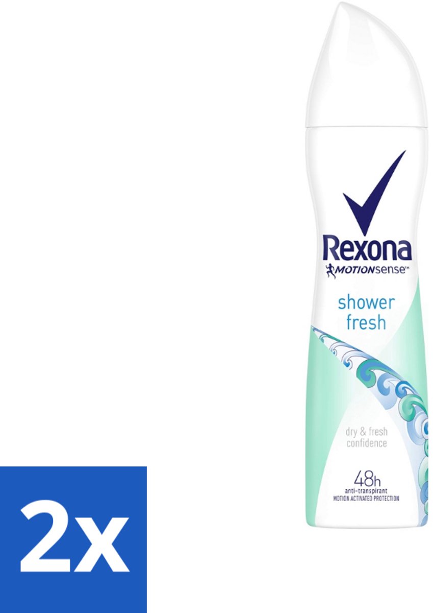 2 x Rexona - Shower Fresh - Deodorant Spray - Anti-transpirant - 150 ml - Rexona Shower Fresh - Deodorant Spray - Anti-transpirant - 48 Uur Bescherming - MotionSense™