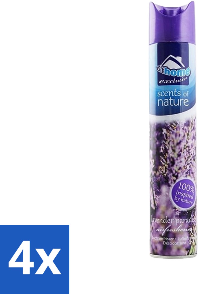 4 x At Home - Scents Of Nature - Luchtverfrisser - Geïnspireerd Door Natuur - 400 ml - Luchtverfrisser - Natuurlijke Geur - Lavendel - Geur Neutraliseren - Frisse Geur