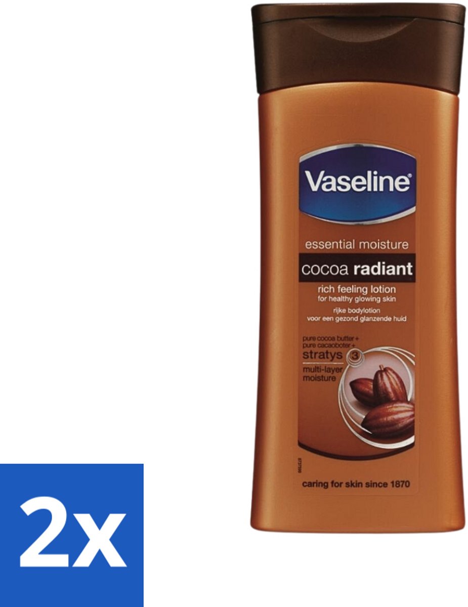 2 x Vaseline - Cocoa - Bodylotion - Voedend & Verzorgend - 400 ml - Cacaoboter - Vochtige Huid - Droge Huid - Hydraterende Bodylotion - Huid Verzorging