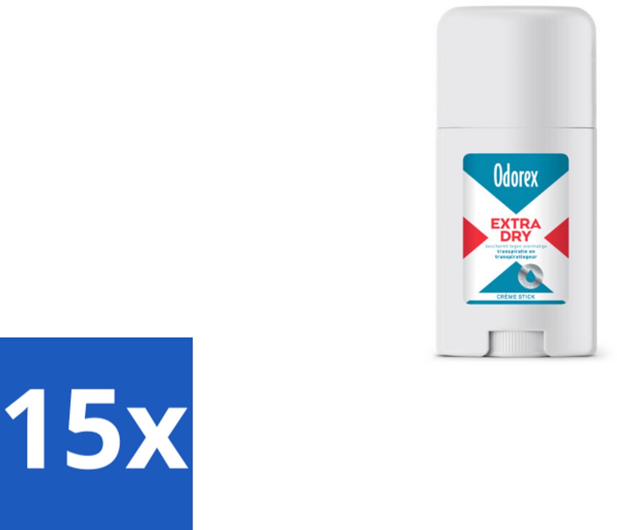 15 x Odorex Extra Dry Stick 40 ml - Geurloos - Droog - Anti-zweet - Zweetvermindering - Huidvriendelijk