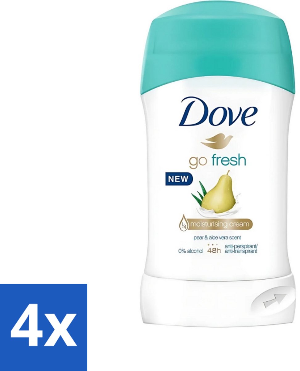 Dove - Deodorant - Stick Go Fresh Pear & Aloe Vera - Frisse geur en bescherming - 40 ml - Voordeelverpakking - 4 stuks