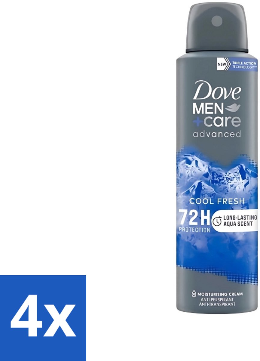 4 x Dove - Deodorant - Men Care Cool Fresh - Verfrissend en langdurige bescherming - 150 ml - Dove Men+Care Cool Fresh - Deodorant Spray - Anti-transpirant - Zweetbehandeling - Frisheid