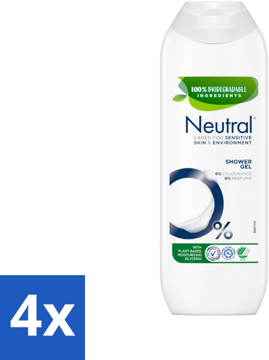 4 x Neutral - Douchegel - Gevoelige Huid - 0% Kleurstof & Parfum - Met Plantaardige Glycerine - 250 ml - Gevoelige Huid - Douchegel - 0% Kleurstof - 0% Parfum - Plantaardige Glycerine