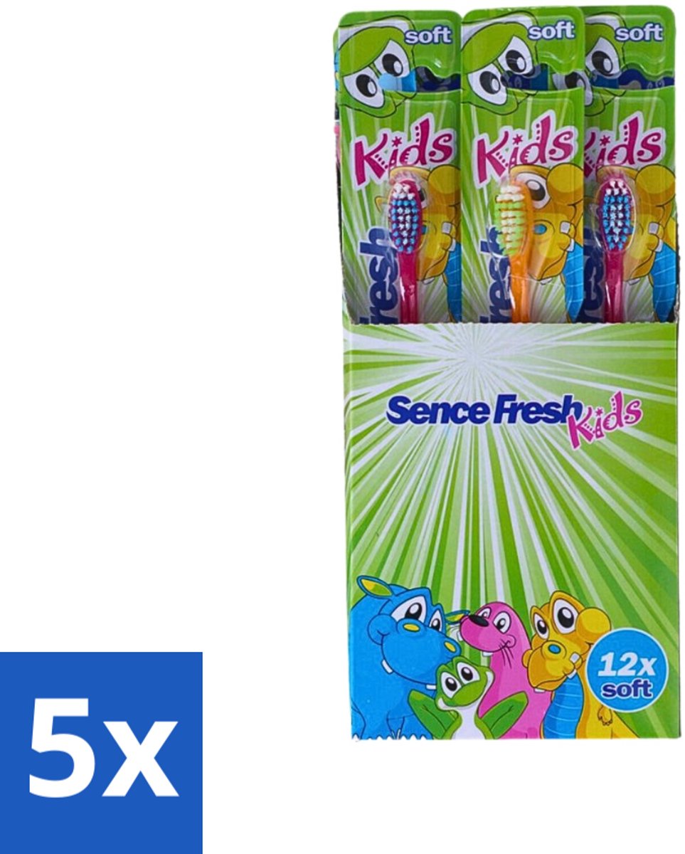 Sence - Fresh Kids Soft - Tandenborstels - Zacht - 12 Tandenborstels - Bulkverpakking - 5 stuks