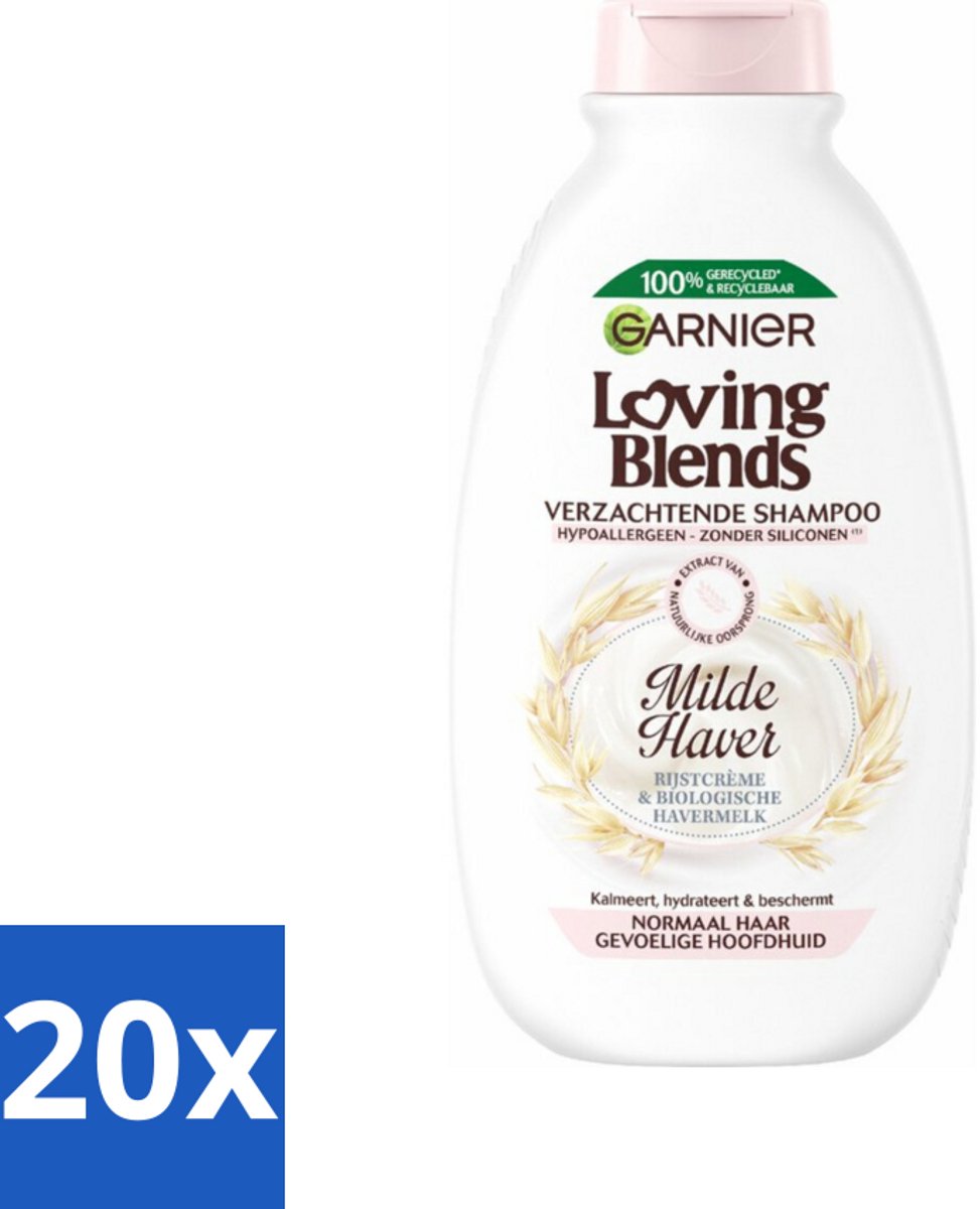 20 x Garnier Loving Blends Milde Haver Shampoo 300 ml - Milde Haver Shampoo - Hypoallergene Shampoo - Gevoelige Hoofdhuid - Kalmerende Shampoo - Hydraterende Shampoo