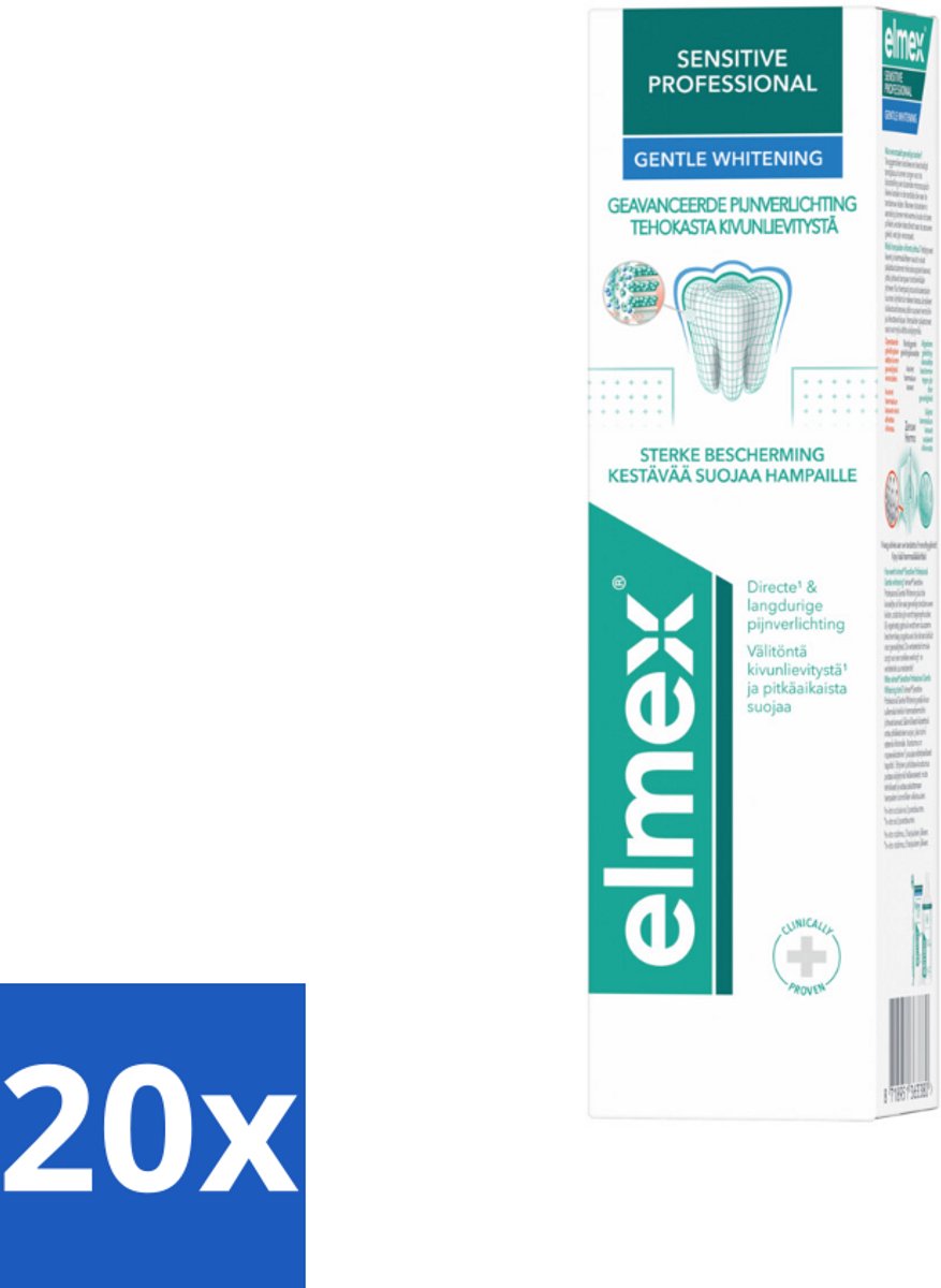 20 x Elmex Tandpasta Sensitive Professional Gentle Whitening 75 ml - Gevoelige Tanden - Tandpasta Whitening - Pro-Argin - Tandgevoeligheid - Tandpasta Voor Gevoelige Tanden