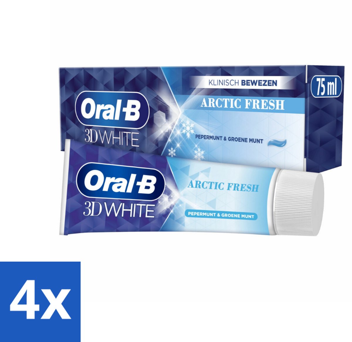 4 x Oral-B Tandpasta 3D White Arctic Fresh 75 ml - Tandpasta - Whitening - Frisse Adem - Glazuur - Tanden Reinigen