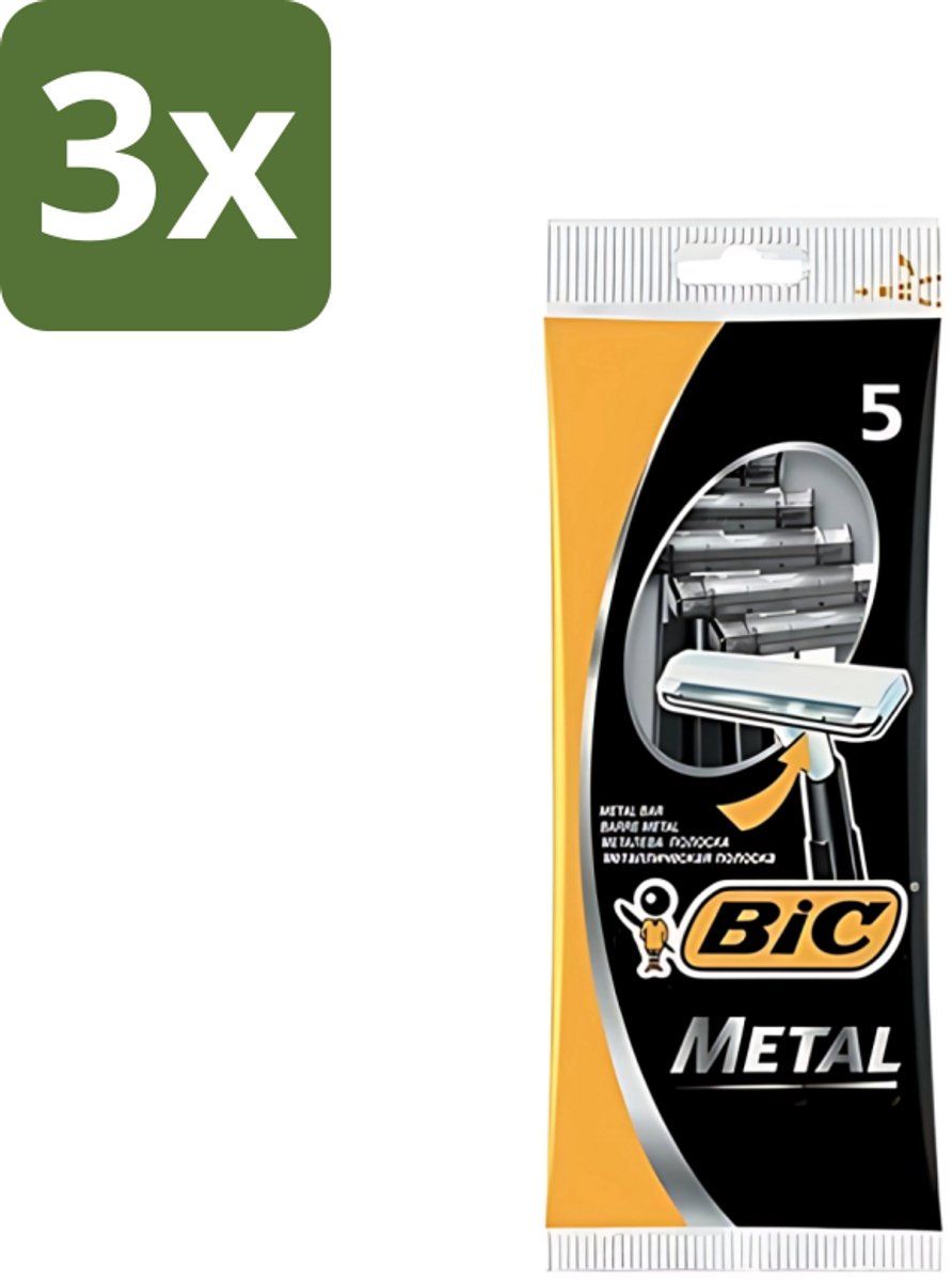 3 x Bic - Scheermesjes - Metaal - Enkel Mesje - Wegwerpmesjes - 5 Scheermesjes - Scheermesje - Wegwerpmesje - Roestvrij Staal - Enkel Mesje - Precisie Scheren