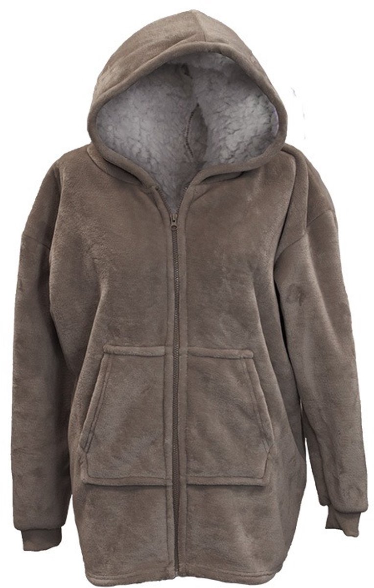 Unique Living Ruby - Fleecevest met capuchon - Taupe