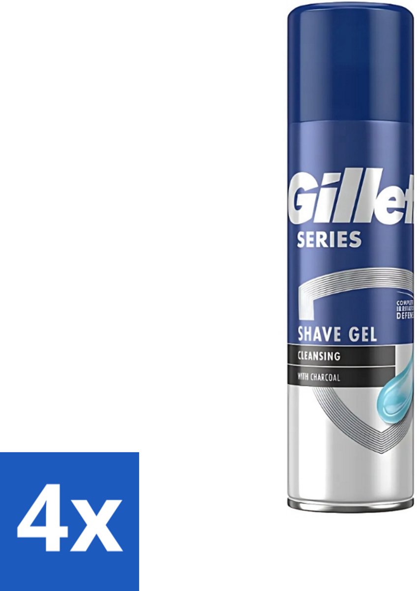 Gillette Series - Scheergel - Cleansing - Charcoal - Verfrissend en reinigend - 200 ml - Voordeelverpakking - 4 stuks