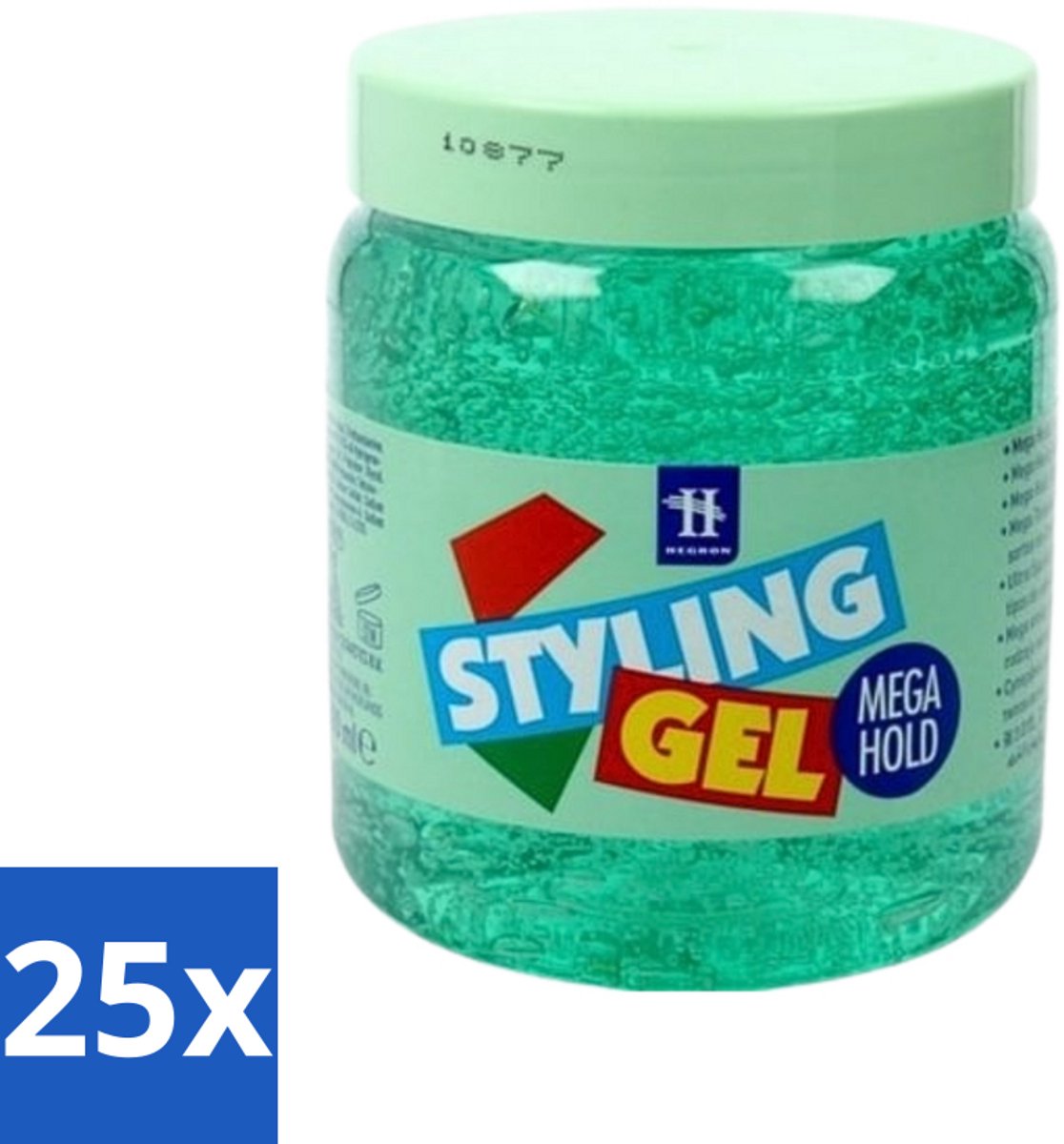 25 x Hegron - Styling Gel - Megahold - Sterke Fixatie - 150 ml - Styling Gel - Haar Fixatie - Megahold Gel - Haartype - Haartype Styling