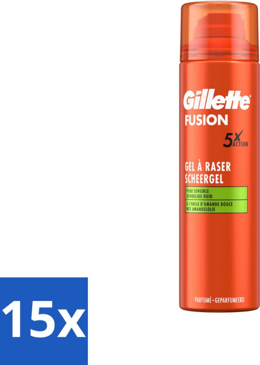 Gillette Scheergel Fusion 5 Sensitive 200 ml - Bulkverpakking - 15 stuks