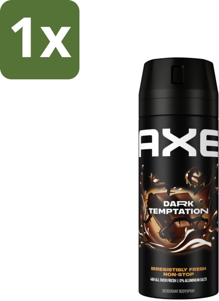 1 x Axe Deodorant Bodyspray Dark Temptation 150 ml - Axe Deodorant Bodyspray - Deodorant Bodyspray - Deodorant - Geurbeheersing - Frisheid