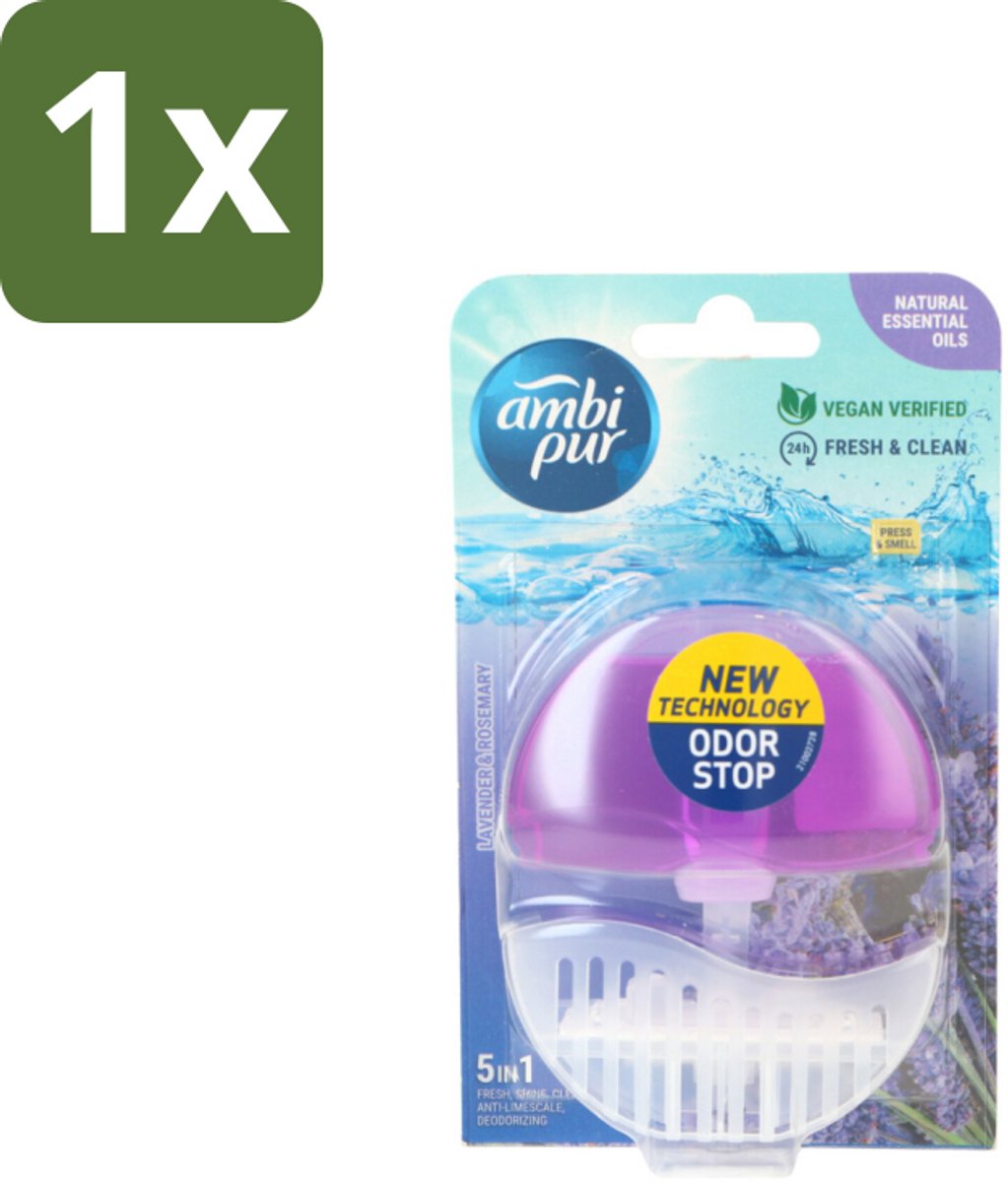1 x Ambi Pur Toiletblok Starterkit 5in1 Lavender & Rosemary - Toiletblok - Toilet Reiniging - Toilet Frisheid - Toilet Hygiëne - Toilet Geur