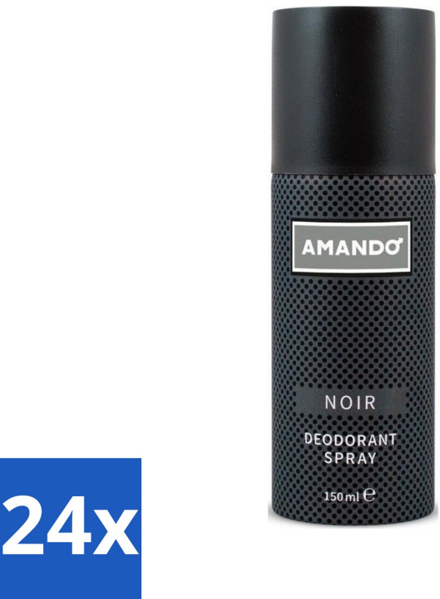 24 x Amando - Noir - Deodorant - Spray - 150 ml - Amando Noir Deodorant Spray - Deodorant Spray Voor Mannen - Klassieke Geur - Langdurige Bescherming - Mannelijke Geur