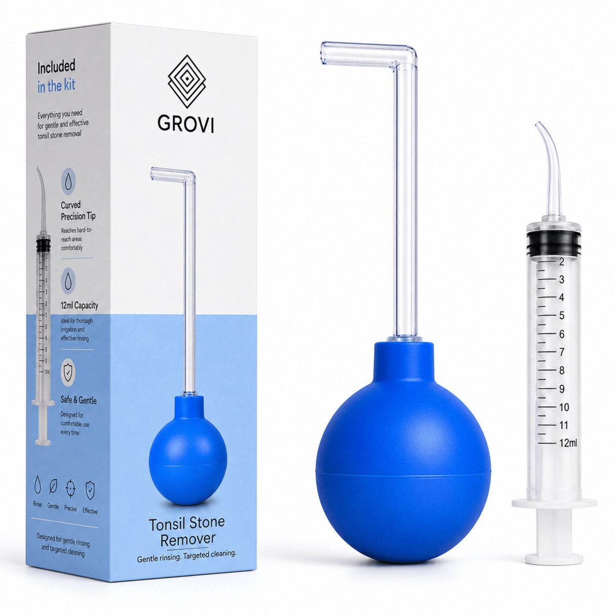 Grovi Amandelsteen Verwijderaar Set – Tonsil Stone Remover – Met LED Picker & Waterspuit – Complete Kit voor Amandelstenen
