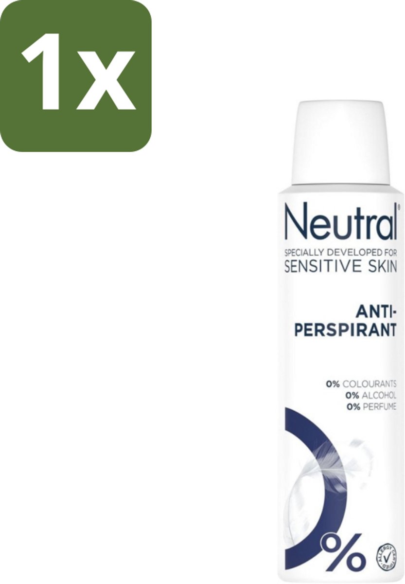 1 x Neutral - Deodorant Spray - Anti-perspirant - Gevoelige Huid - 0% Kleurstof, Parfum & Alcohol - 150 ml - Gevoelige Huid - Anti-perspirant - Deodorant Spray - 0% Parfum - 0% Kleurstof