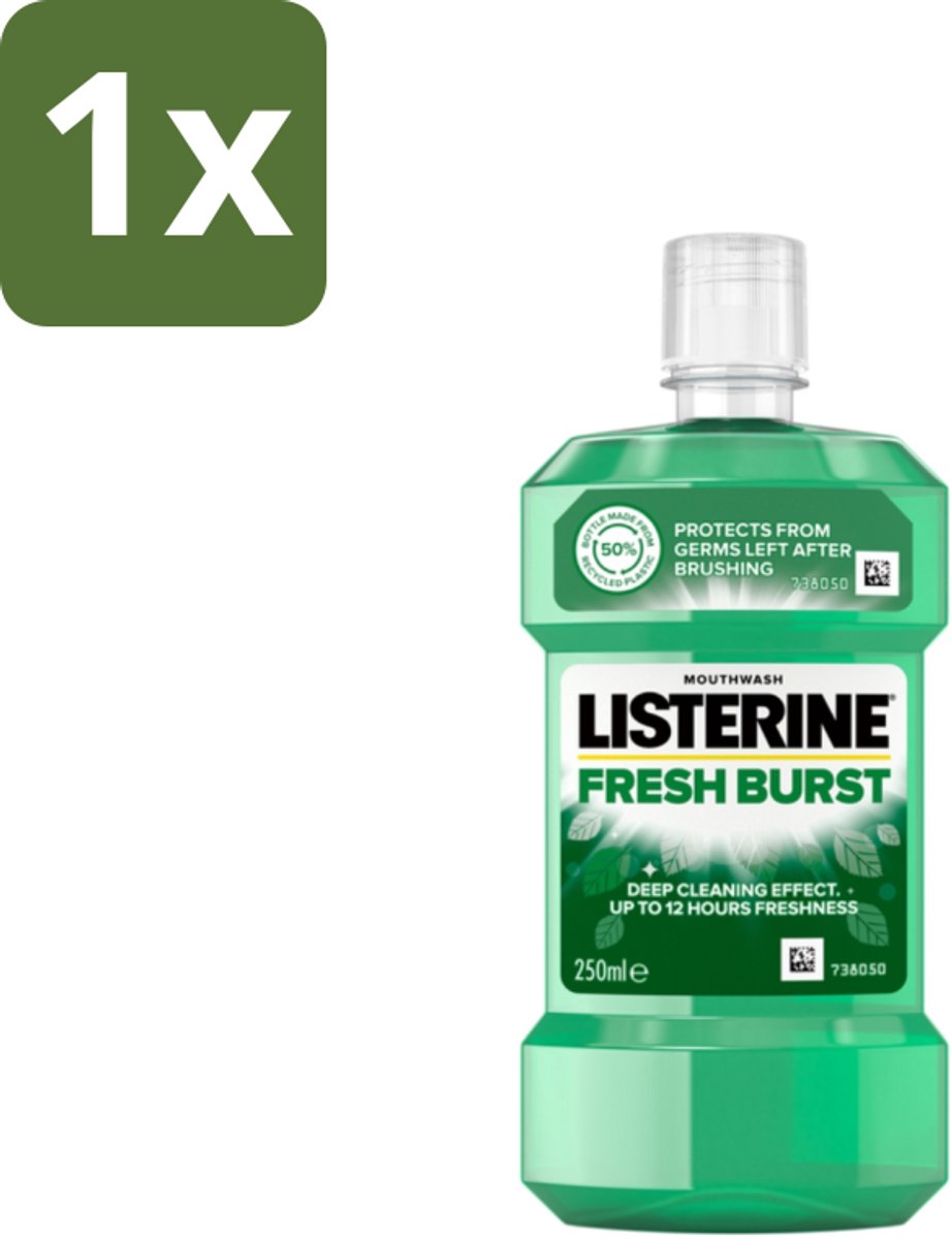 1 x Listerine - Mondwater - Fresh Burst - 250 ml - Mondwater - Mondspoeling - Antibacterieel Mondwater - Frisse Adem - Tandplak