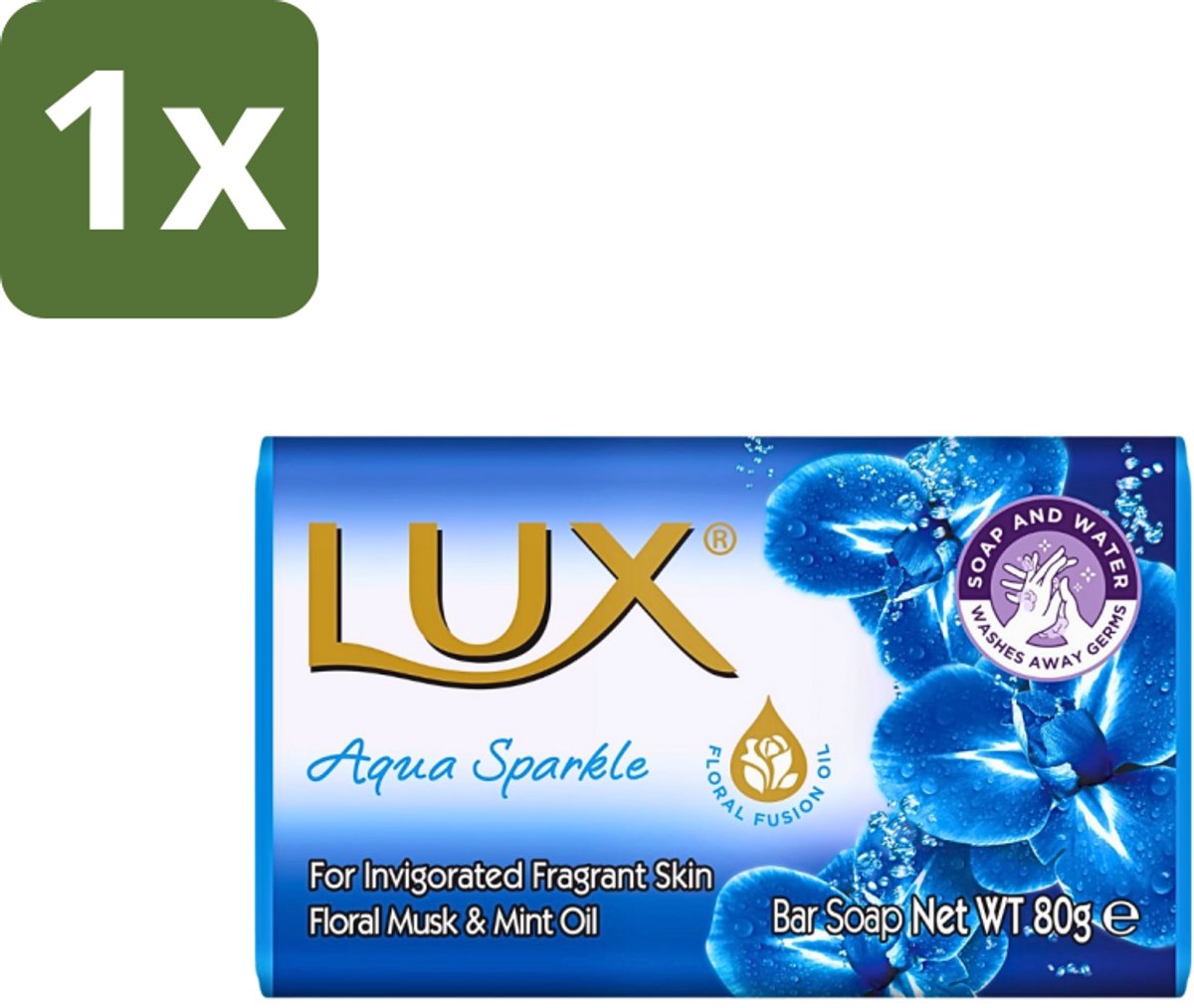 1 x Lux - Zeep - Aqua Sparkle - Hydraterend - Verkwikkende Geur - 80 g - Zeep - Hydraterende Zeep - Verkwikkende Geur - Zeep Met Aromatische Oliën - Zeep Met Lotus-extract