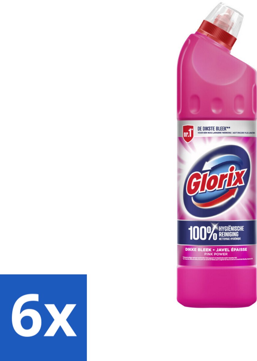 6 x Glorix Bleek Pink Power 750 ml - Bleek - Hygiëne - Reiniging - Toilet - Badkamer