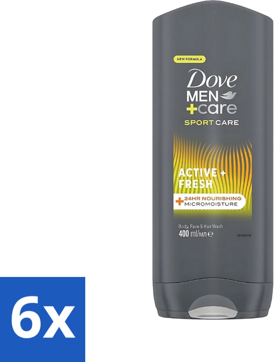 6 x Dove - Douchegel - Men+ Care Active Fresh - Verfrissend en langdurige bescherming - 400 ml - Douchegel - Frisse Geur - Actieve Mannen - Energie - Huid Reinigen