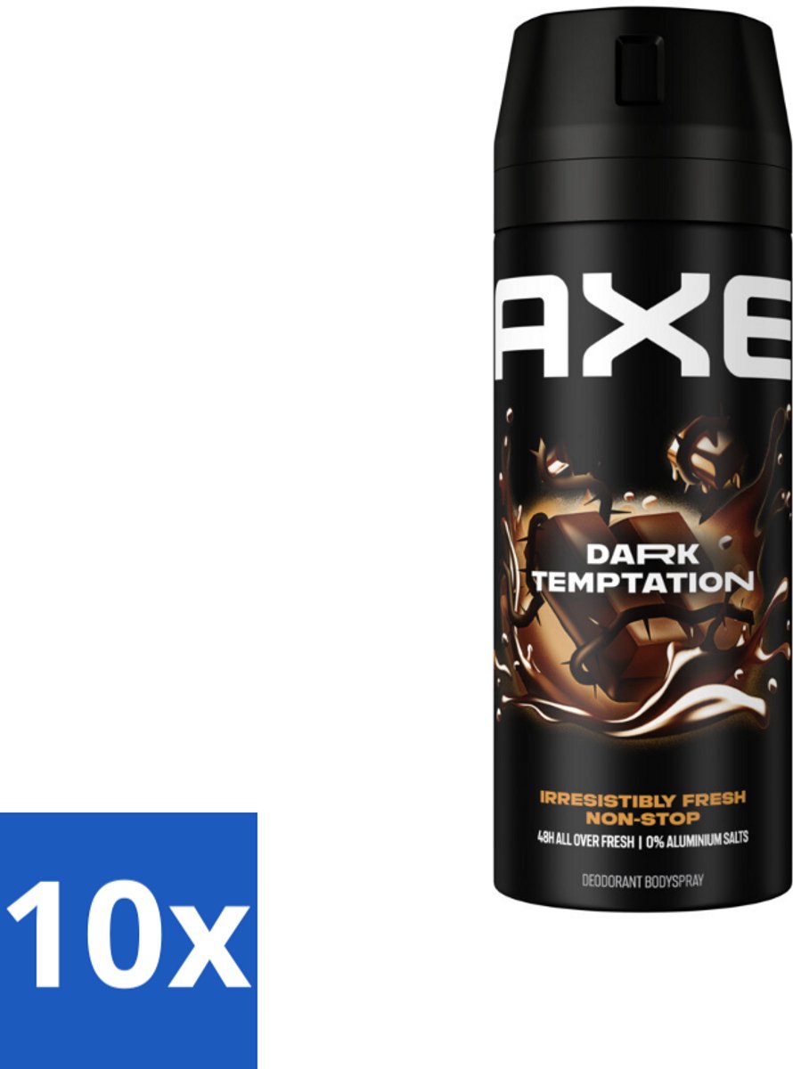 10 x Axe Deodorant Bodyspray Dark Temptation 150 ml - Axe Deodorant Bodyspray - Deodorant Bodyspray - Deodorant - Geurbeheersing - Frisheid