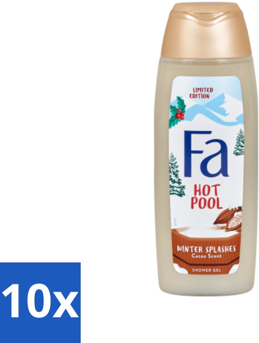 10 x Fa - Douchegel - Winter Splashes Hot Pool Cacao - Warm & Verwarmend - Verzachtend - 250 ml - Douchegel - Winter - Verwarmend - Cacao - Verzachtend