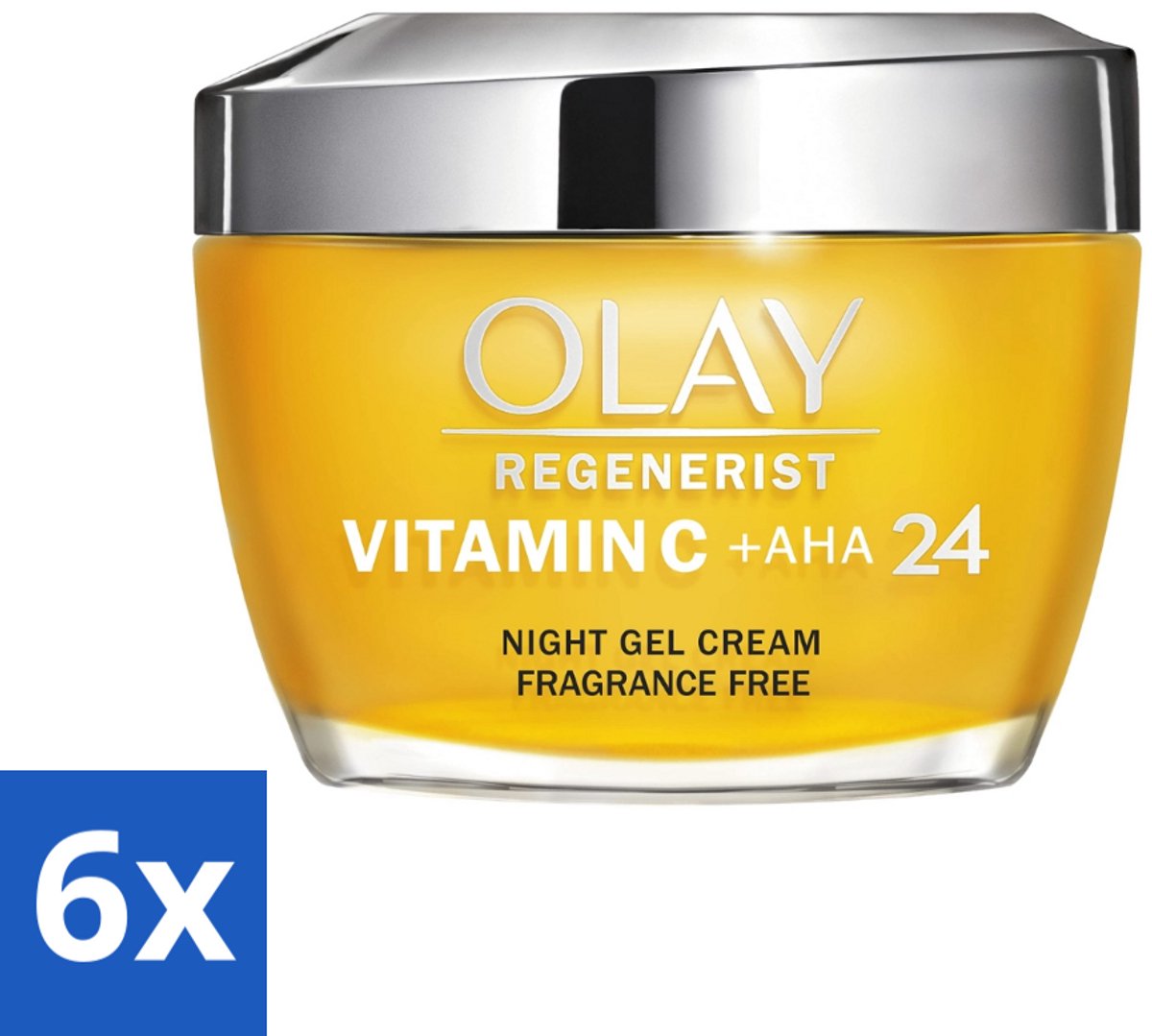 6 x Olay - Vitamine C + AHA24 - Nachtcrème - Vernieuwend & Verhelderend - 50 ml - Nachtcrème - Vitamine C - AHA - Niacinamide - Verheldering