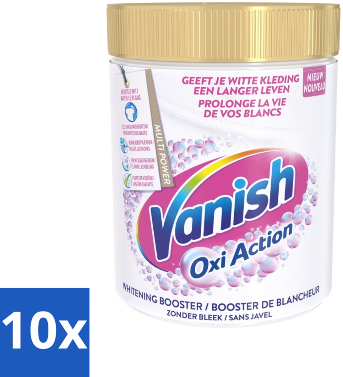 Vanish Oxi Action - Vlekkenverwijderaar - Wasbooster - Zonder Bleek - Witte Was - 1 Kg - Bulkverpakking - 10 stuks