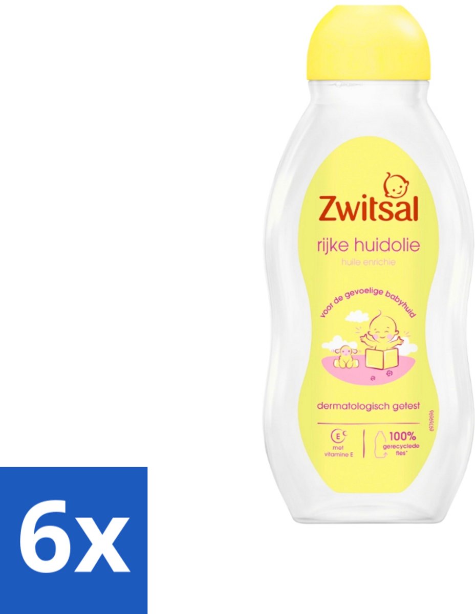6 x Zwitsal - Babyverzorging - Rijke Huidolie Avocado - Voor de Gevoelige Babyhuid - 200 ml - Babyhuidverzorging - Avocado Olie - Babyolie - Gevoelige Babyhuid - Babymassage
