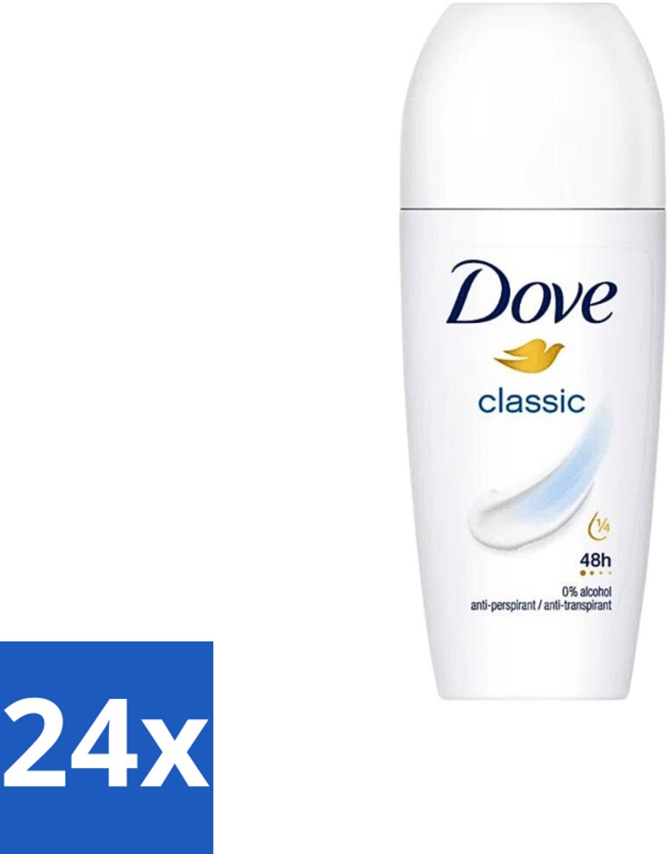 Dove Classic - Deodorant Roll-on - 50 ml - Voordeelverpakking - 24 stuks