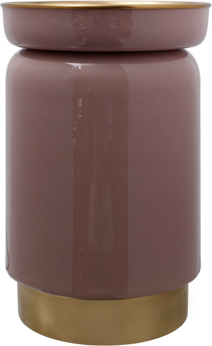 Padiro ronde bijzettafel Ø 31,5 x 46,5 cm - oudroze en goud - Modern Art-Déco Glamour Look - metaal - handgemaakt