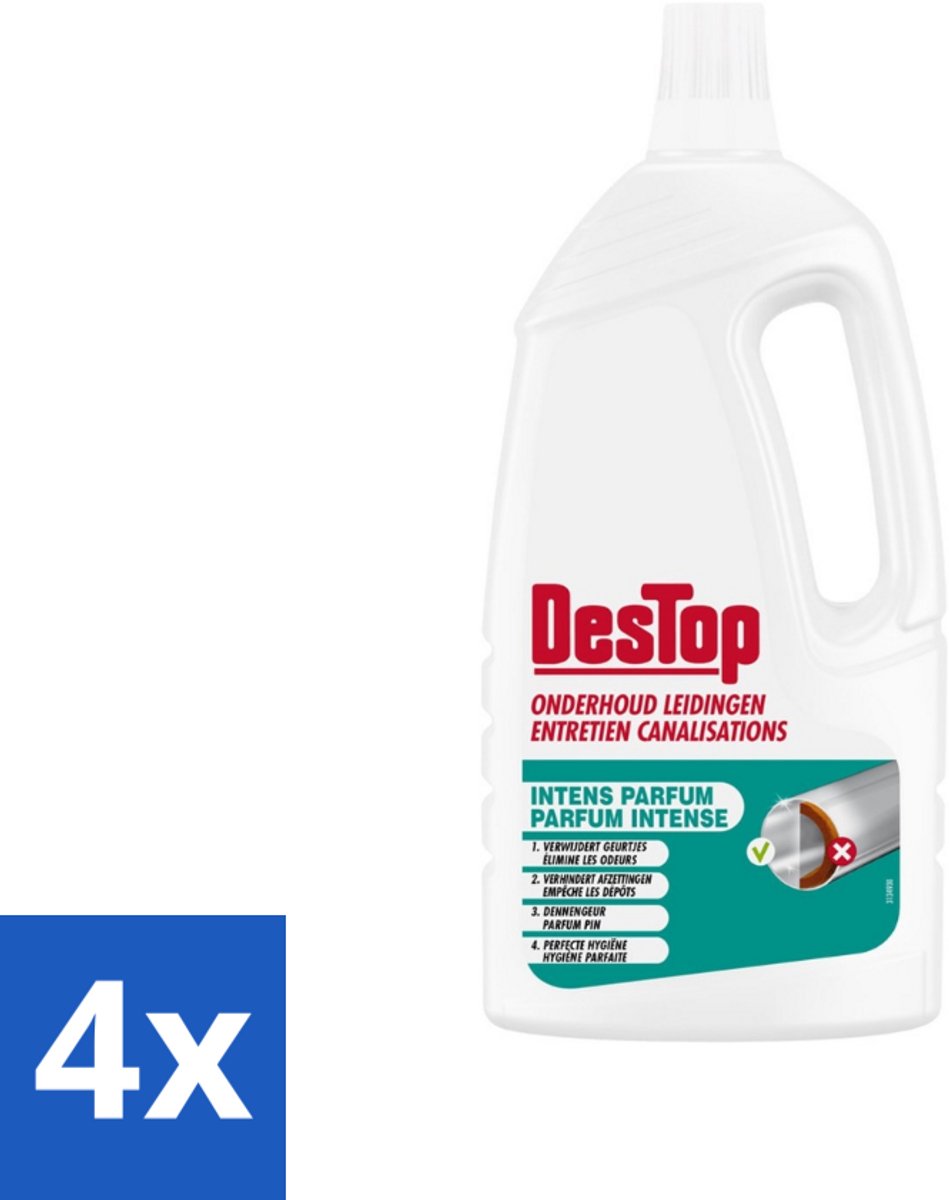 DesTop - Onderhoud Leidingen - Frisse Dennen geur - 4-in-1 Werking - 1,5L - Voordeelverpakking - 4 stuks