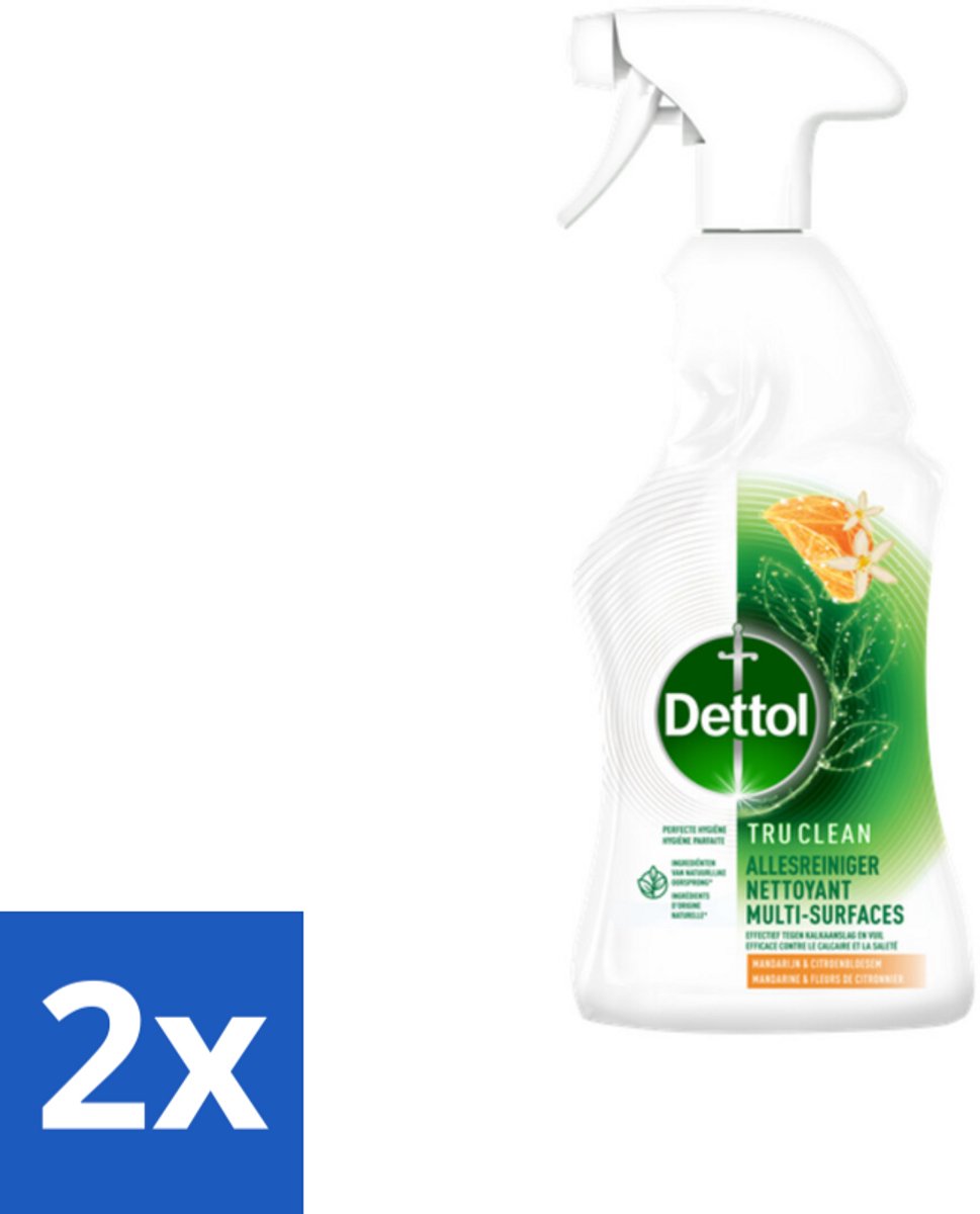 2 x Dettol Allesreiniger Spray Mandarijn & Citroenbloesem 500 ml - Allesreiniger - Schoonmaakspray - Keukenreiniger - Badkamerreiniger - Natuurlijke Reiniging