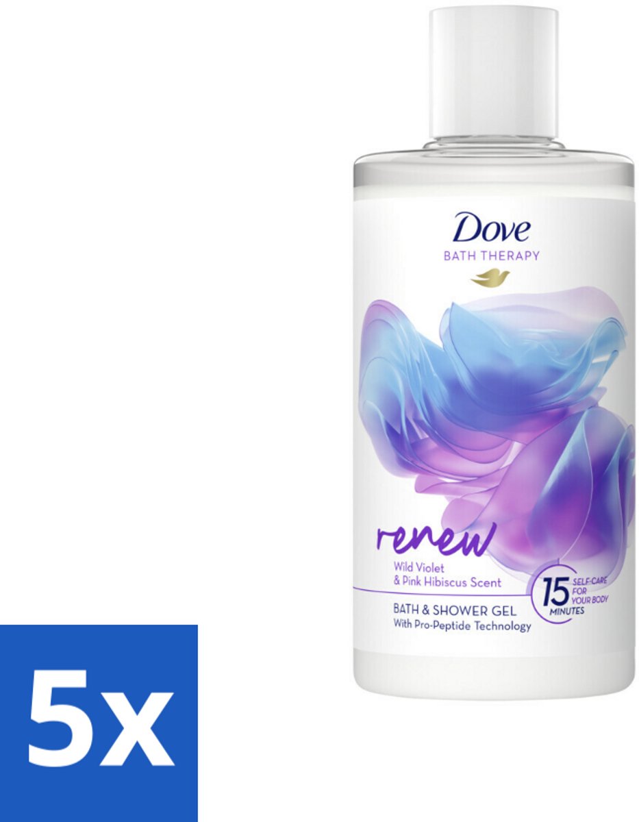 Dove Bath Therapy Renew Badschuim & Douchgel 400 ml - Bulkverpakking - 5 stuks
