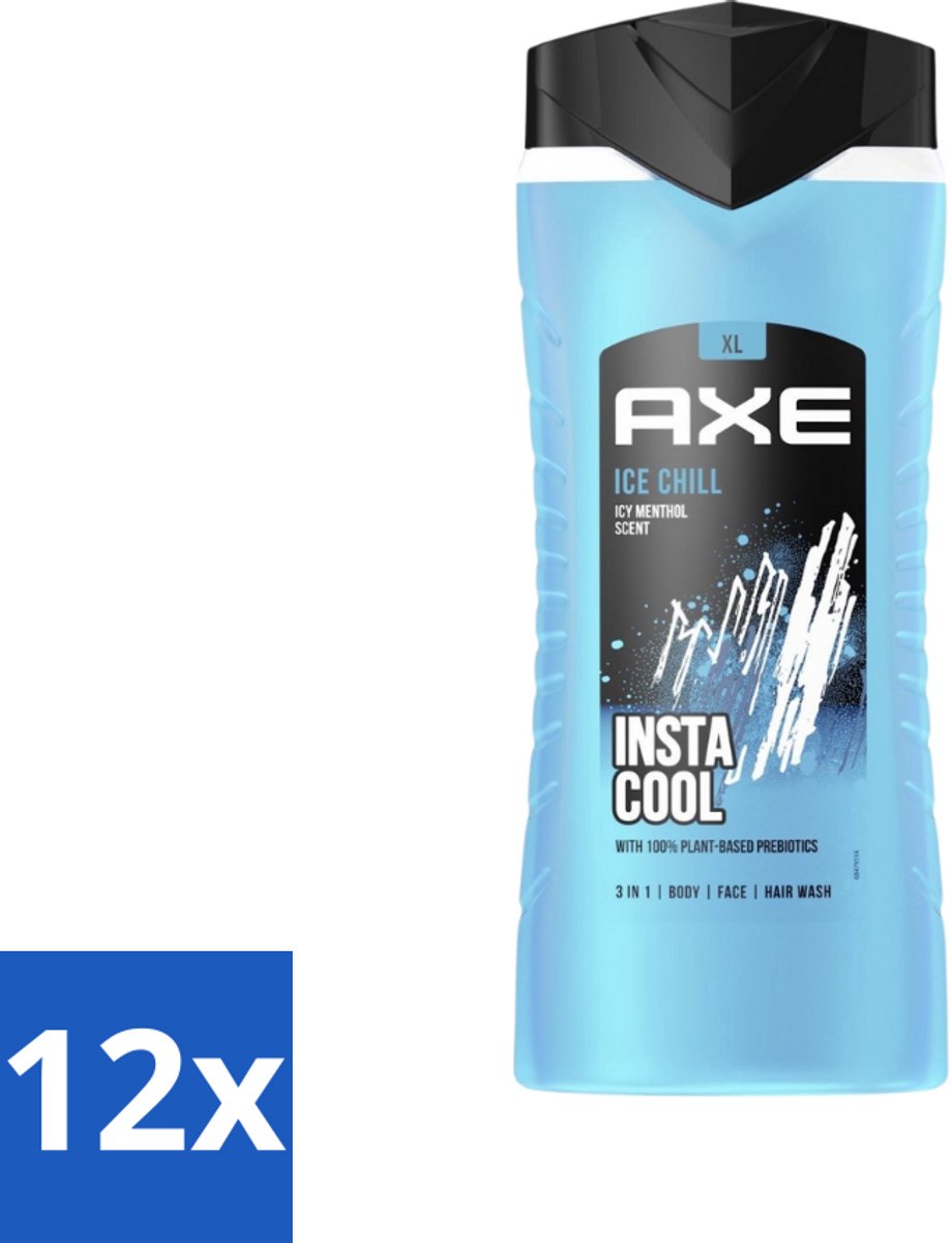 Axe XL - 3-in-1 Douchegel - Ice Chill - Icy Menthol - Insta Cool - 400 ml - Voordeelverpakking - 12 stuks