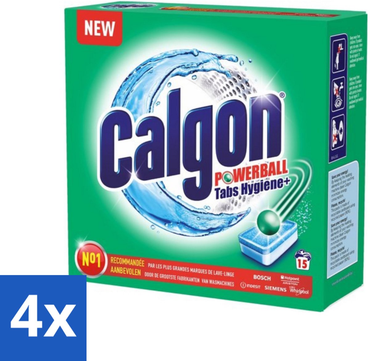 4 x Calgon - Wasmachinereiniger - Tegen Kalk - 15 Tabletten - Wasmachine Reiniger - Kalk Verwijderaar - Wasmachine Tabletten - Wasmachine Onderhoud - Wasmachine Bescherming