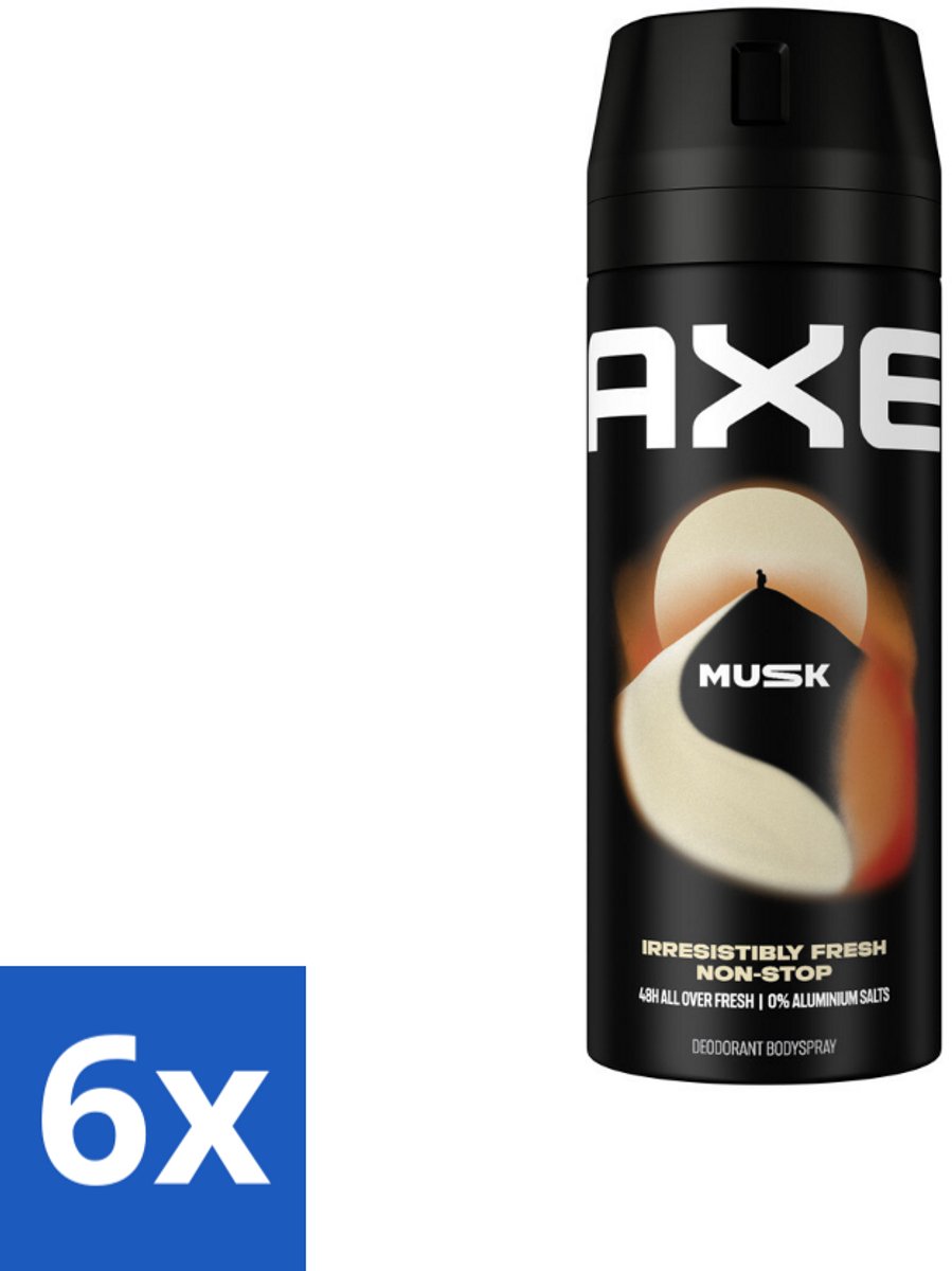 6 x Axe - Deodorant Bodyspray - 48hrs Fresh - Musk - Patchouli & Fougere - 150 ml - Deodorant - Mannelijke Geur - Musk - Patchouli - Fougere