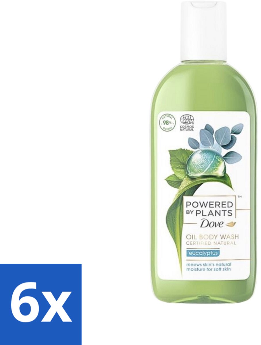 6 x Dove Powered by Plants - Oil Body Wash - Eucalyptus - 250 ml - Natuurlijke Bodywash - Eucalyptus Bodywash - Hydraterende Bodywash - Vegan Bodywash - Cruelty-Free Bodywash