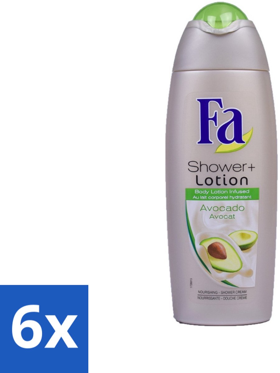 6 x Fa - Douchecrème Met Lotion - Avocado - 250 ml - Douchecrème - Avocado - Bodylotion - Hydraterende - Verzorgend