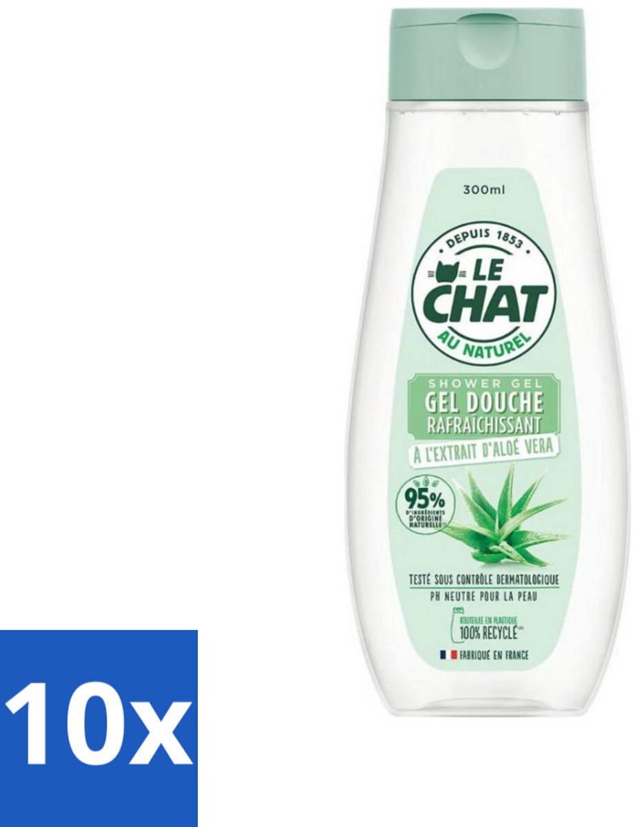 Le Chat - Douchegel - PH Neutraal - Met Extract Van Aloë Vera - Verfrissend - 300 ml - Bulkverpakking - 10 stuks