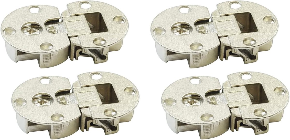 90° Verstelbare 3D Klepdeksel met Verborgen Scharnier 35mm voor Meubels, Kasten en Deuren - Verchroomde Meubelbeslag Set van 4 Stuks